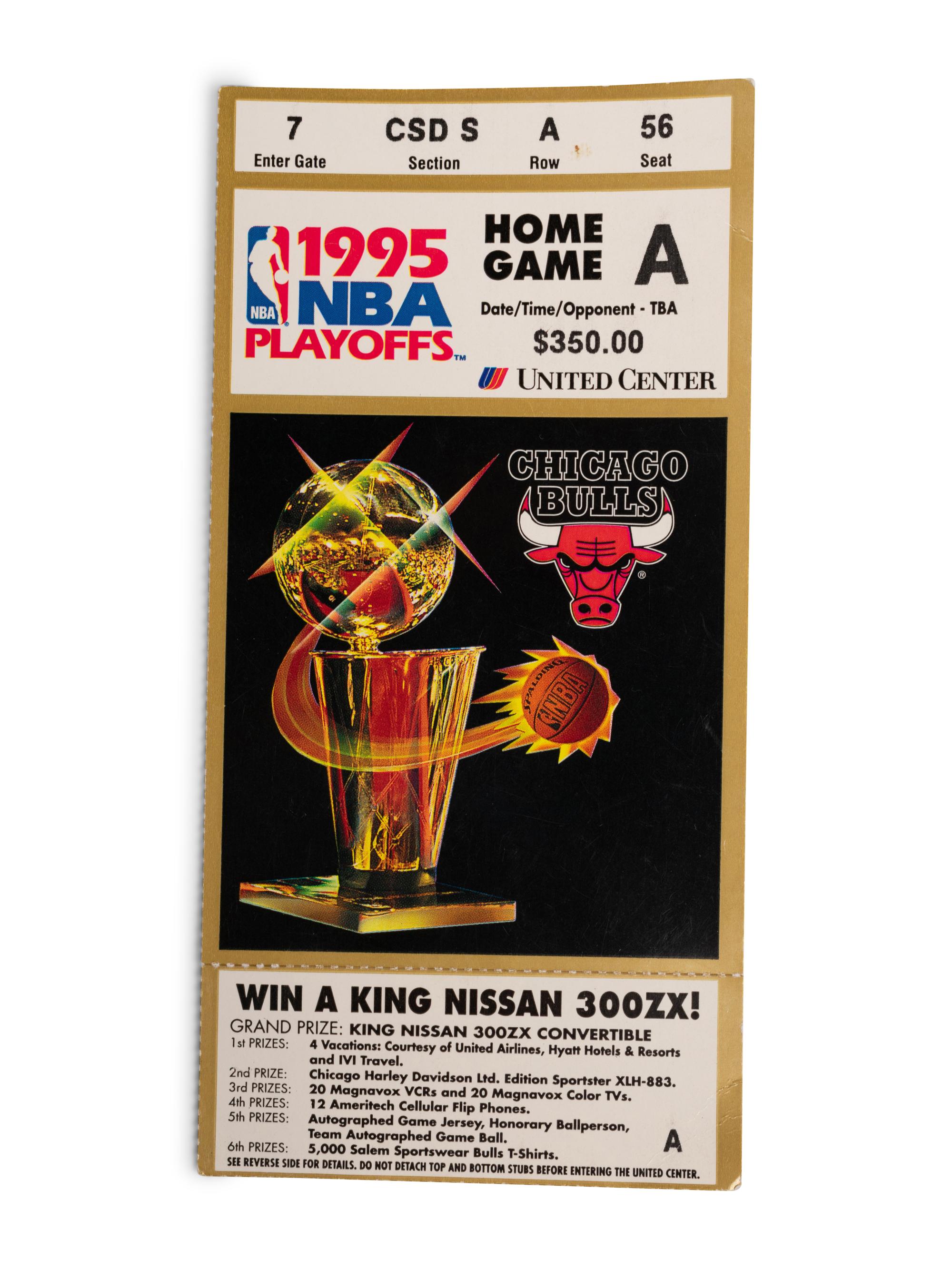 (Sports) A group of 6 pieces of memorabilia and ephemera from the Chicago Bulls, including memorabilia from the “Last Dance” era, comprising: