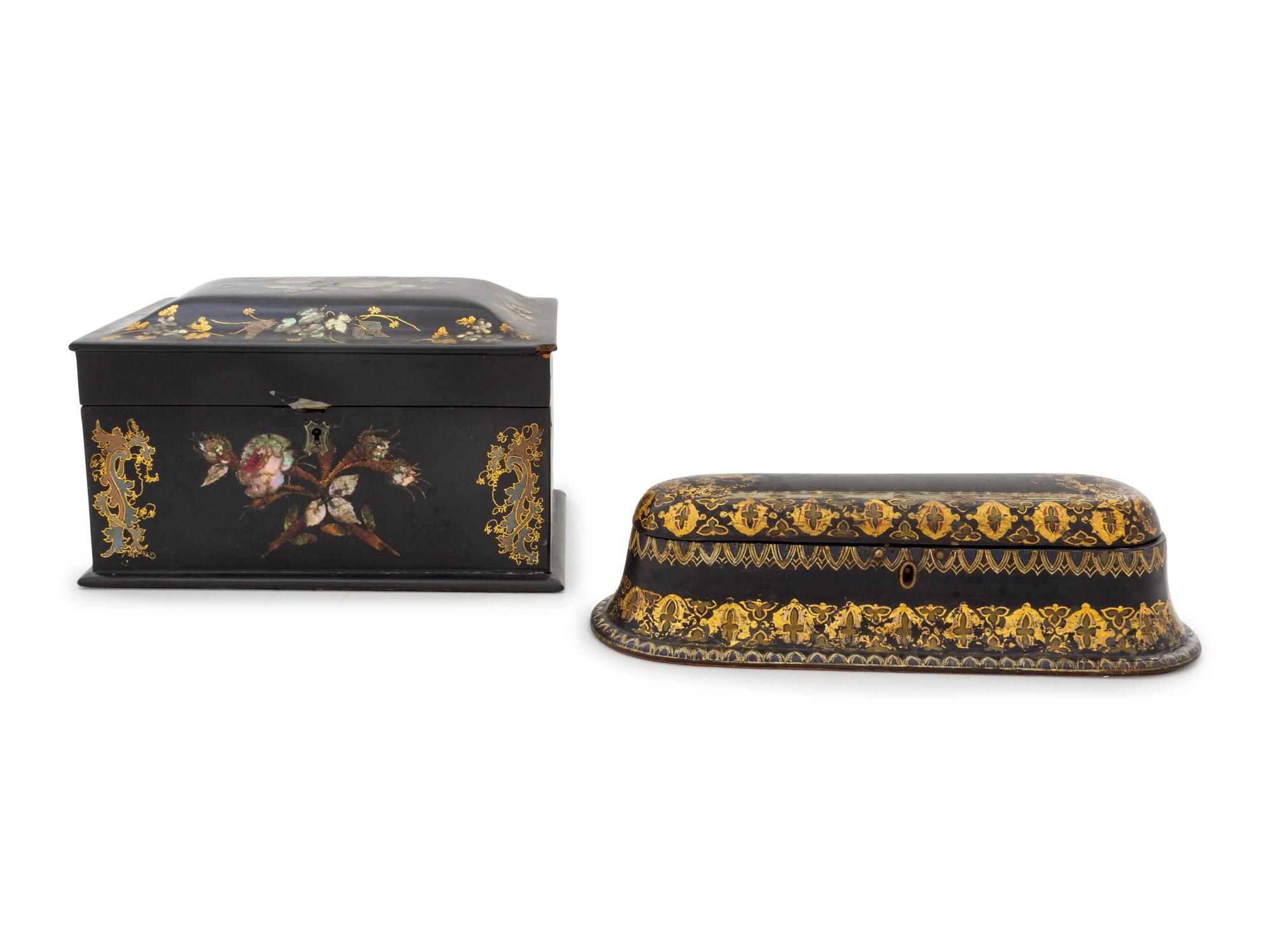 A Victorian Mother of Pearl Inlaid Ebonized Table Casket