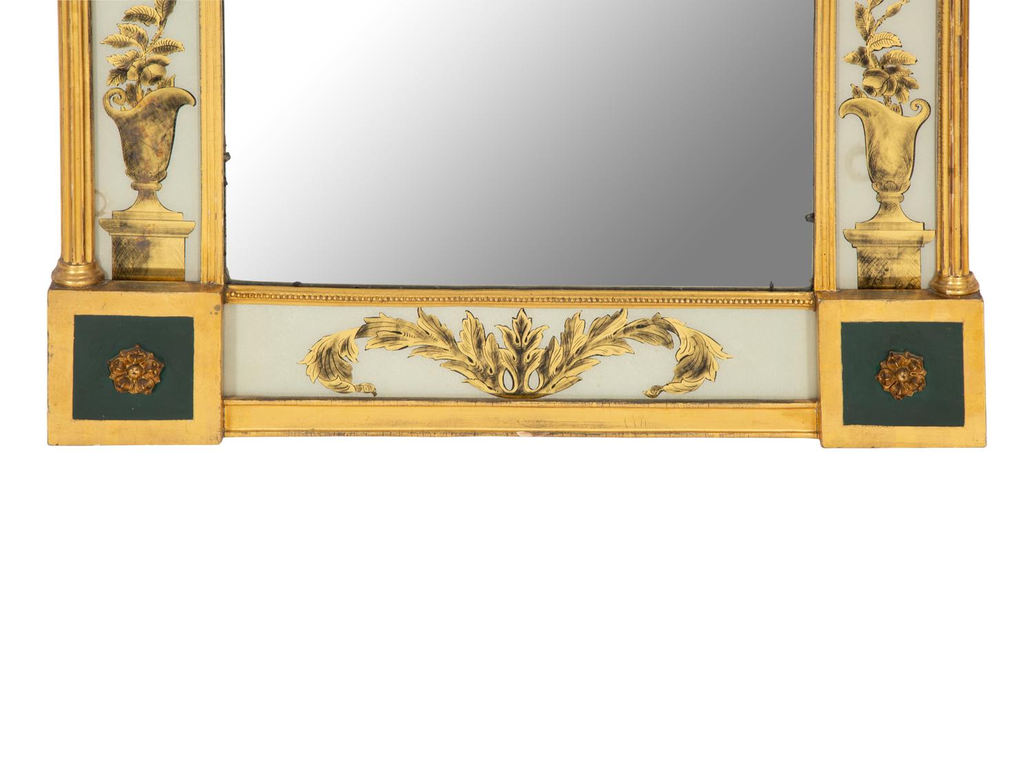 A Neoclassical Style Giltwood and Églomisé Mirror