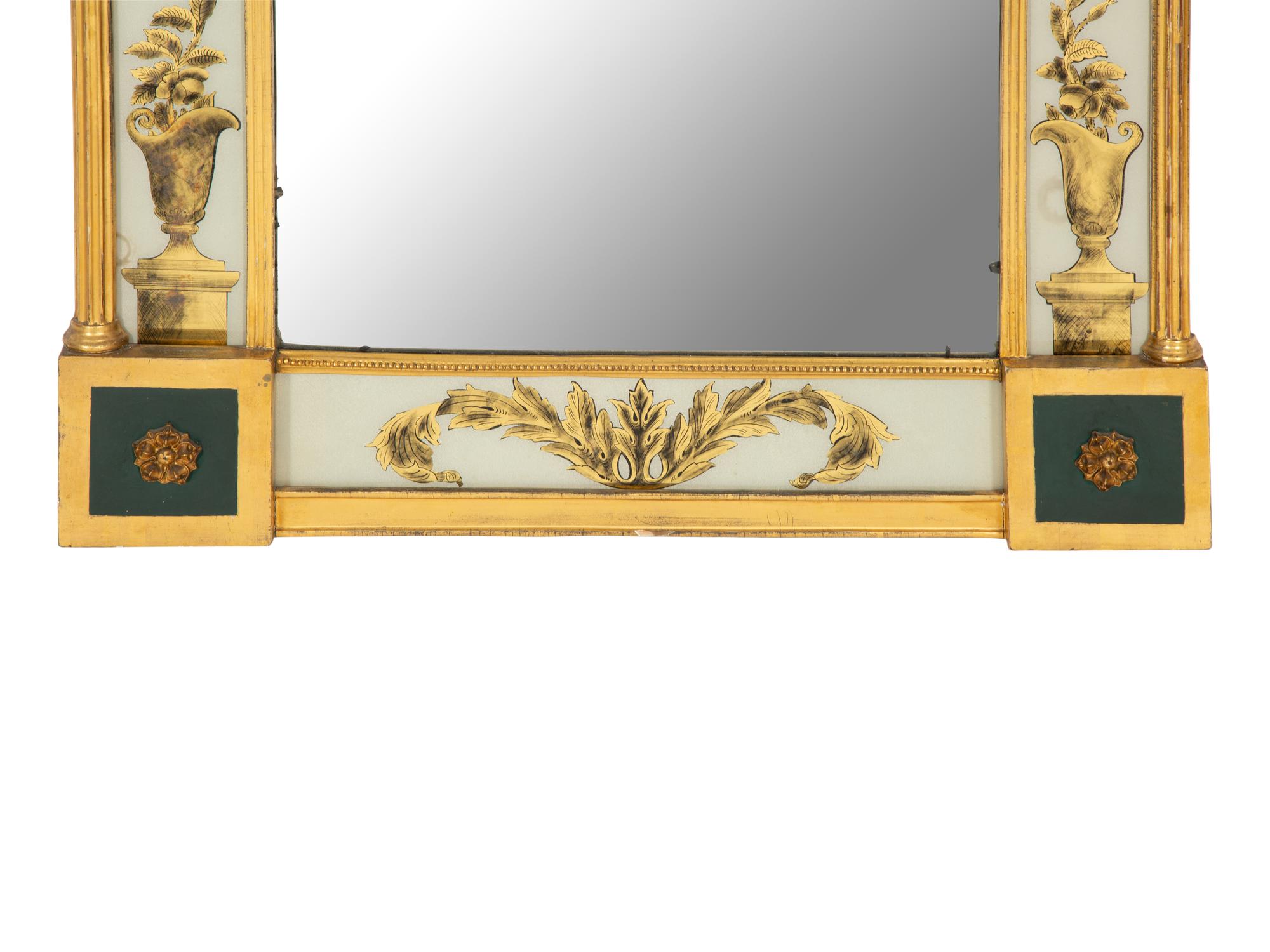 A Neoclassical Style Giltwood and Églomisé Mirror