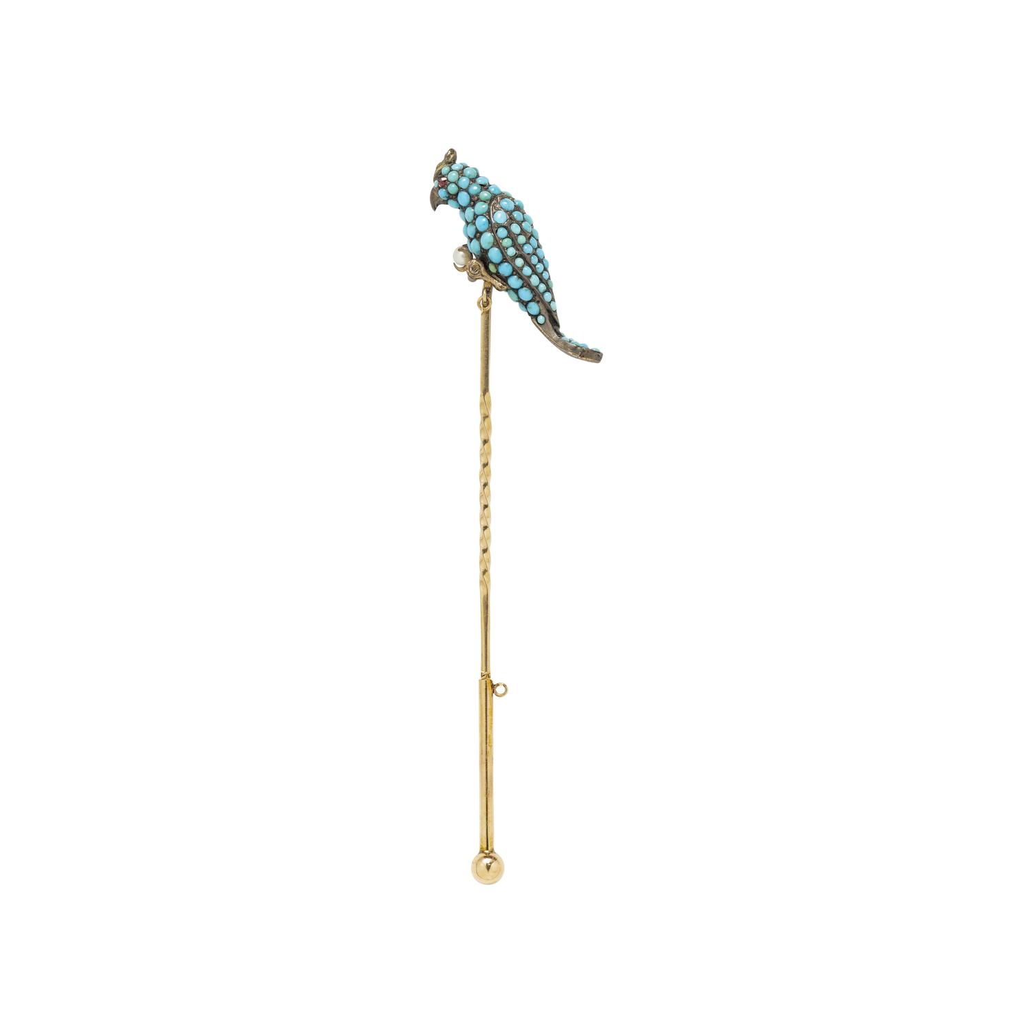 VICTORIAN, TURQUOISE COCKATOO STICK PIN