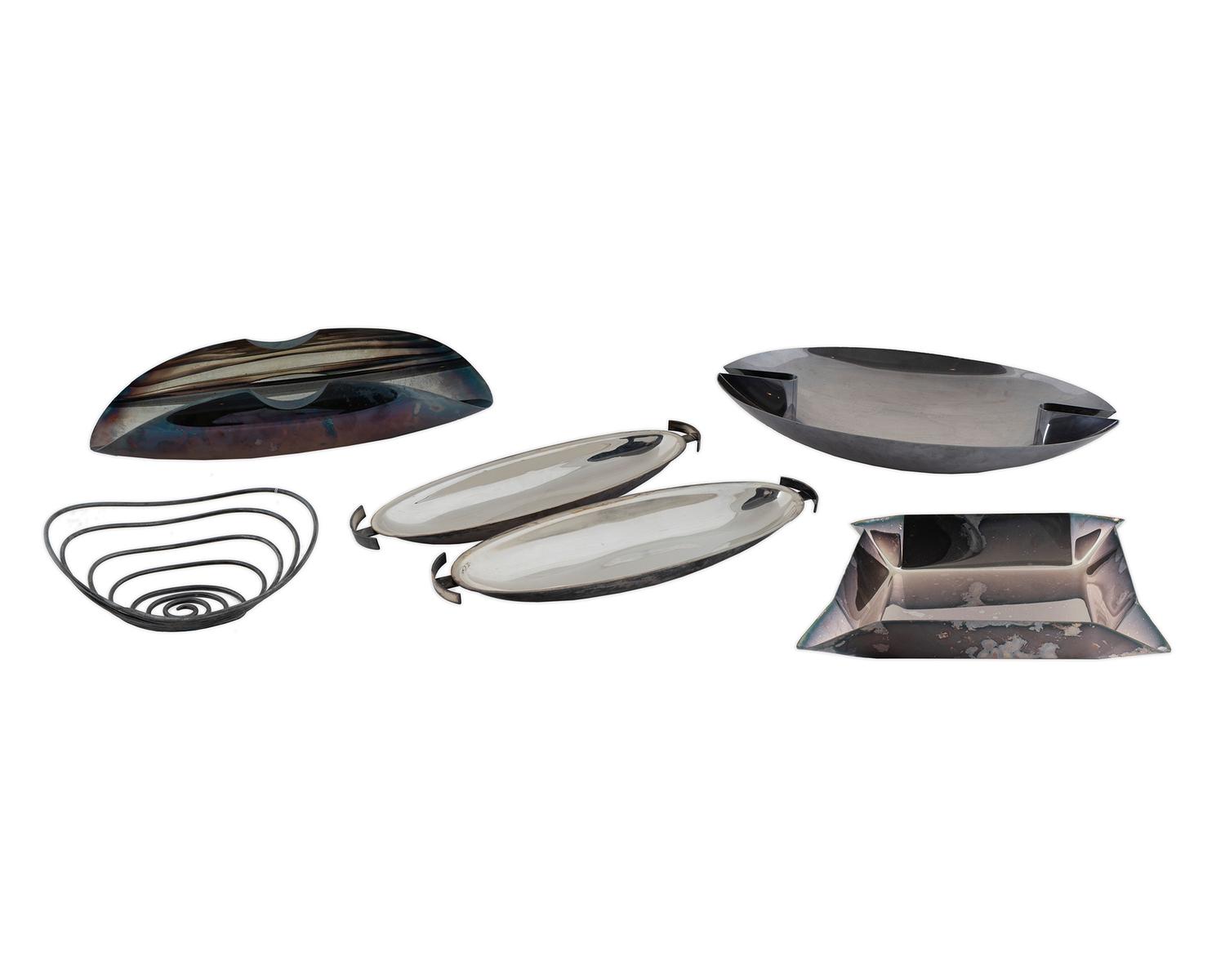A Group of Seven Italian Stainless Steel Works by Lino Sabattini — 20TH CENTUIRY