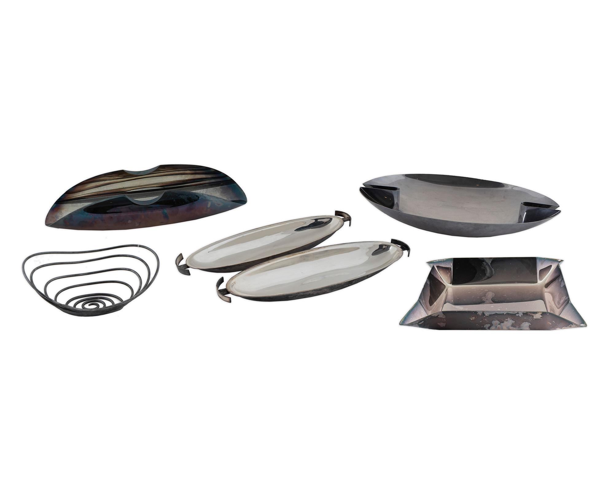 A Group of Seven Italian Stainless Steel Works by Lino Sabattini — 20TH CENTUIRY