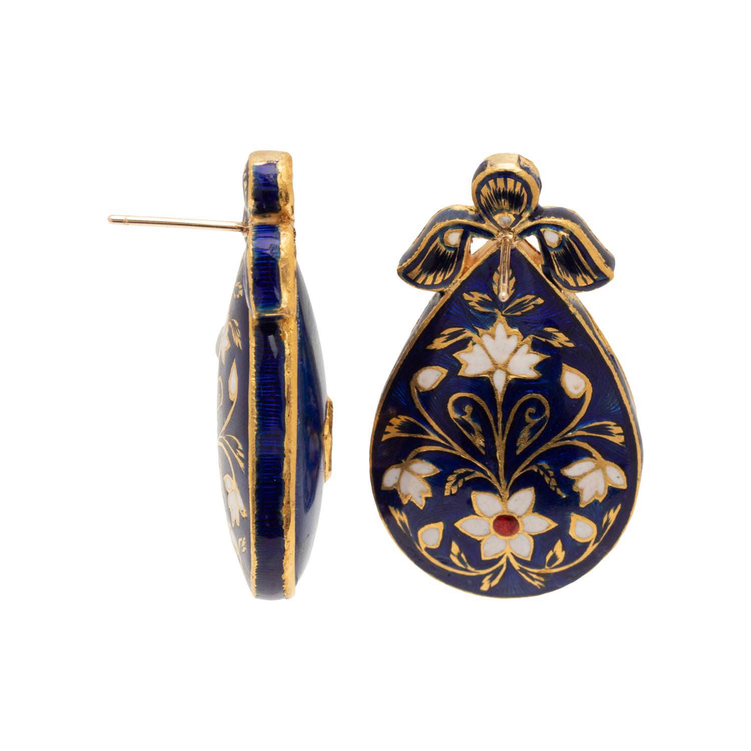 LAPIS LAZULI, DIAMOND AND ENAMEL EARRINGS