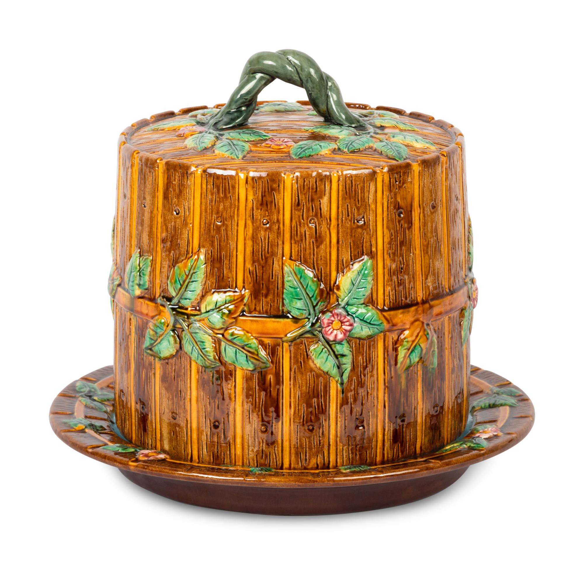 A George Jones Majolica Cheese Dome and Tray