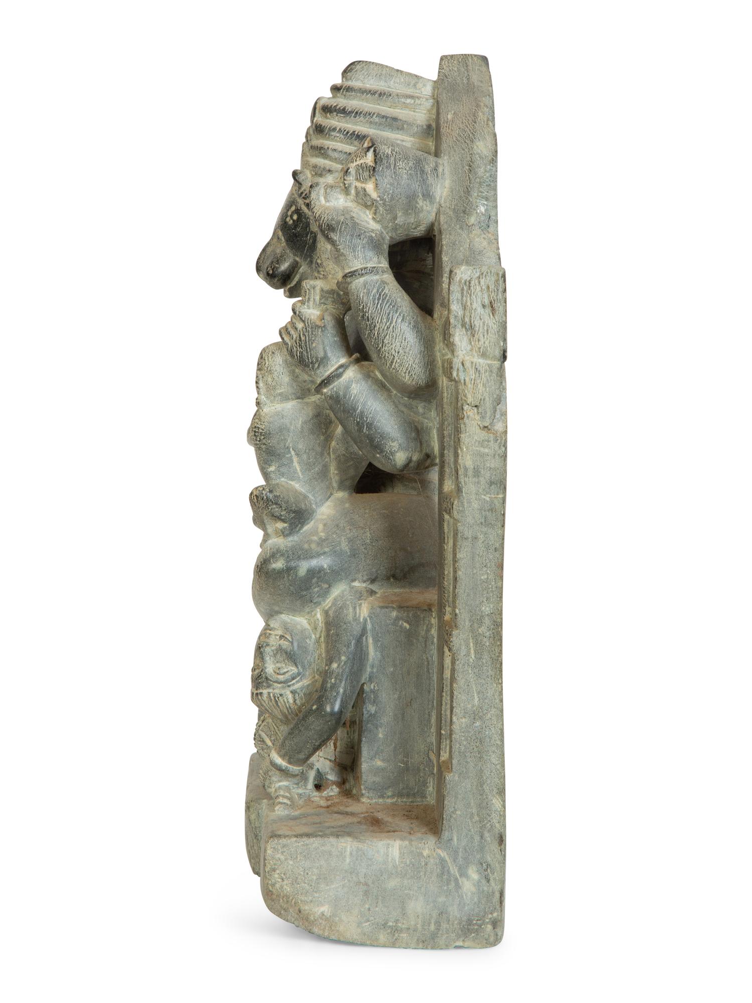 A Carved Stone Sculpture of Lord Narsinmha — 19th Century