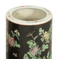 A Chinese Famille Noire Umbrella Stand and Jardinière