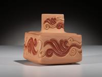 Micaceous Tan and Red Pottery Box, Elemental Wind