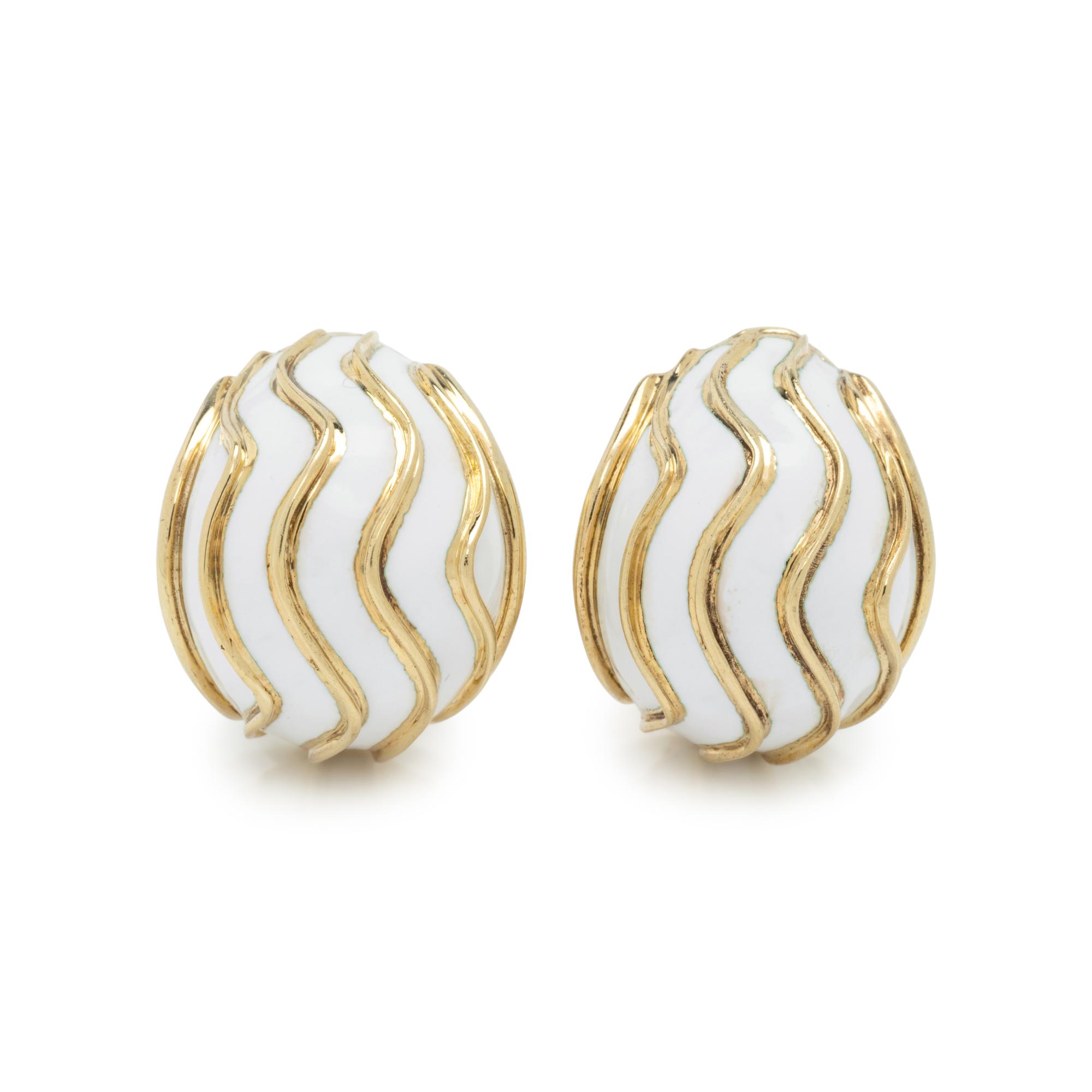 YELLOW GOLD AND ENAMEL EARCLIPS