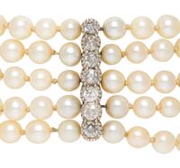 CULTURED PEARL AND DIAMOND BRACELET