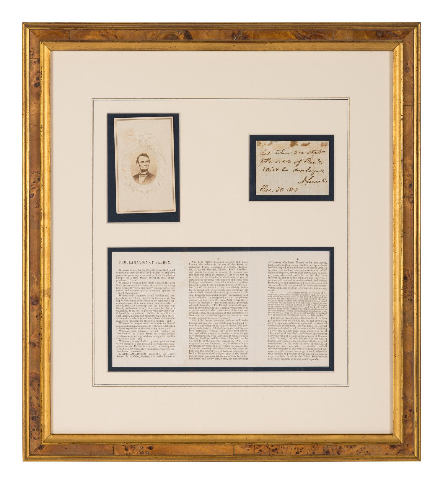 LINCOLN, Abraham (1809-1865). Autograph endorsement signed as President (“A. Lincoln”), 30 December 1864.