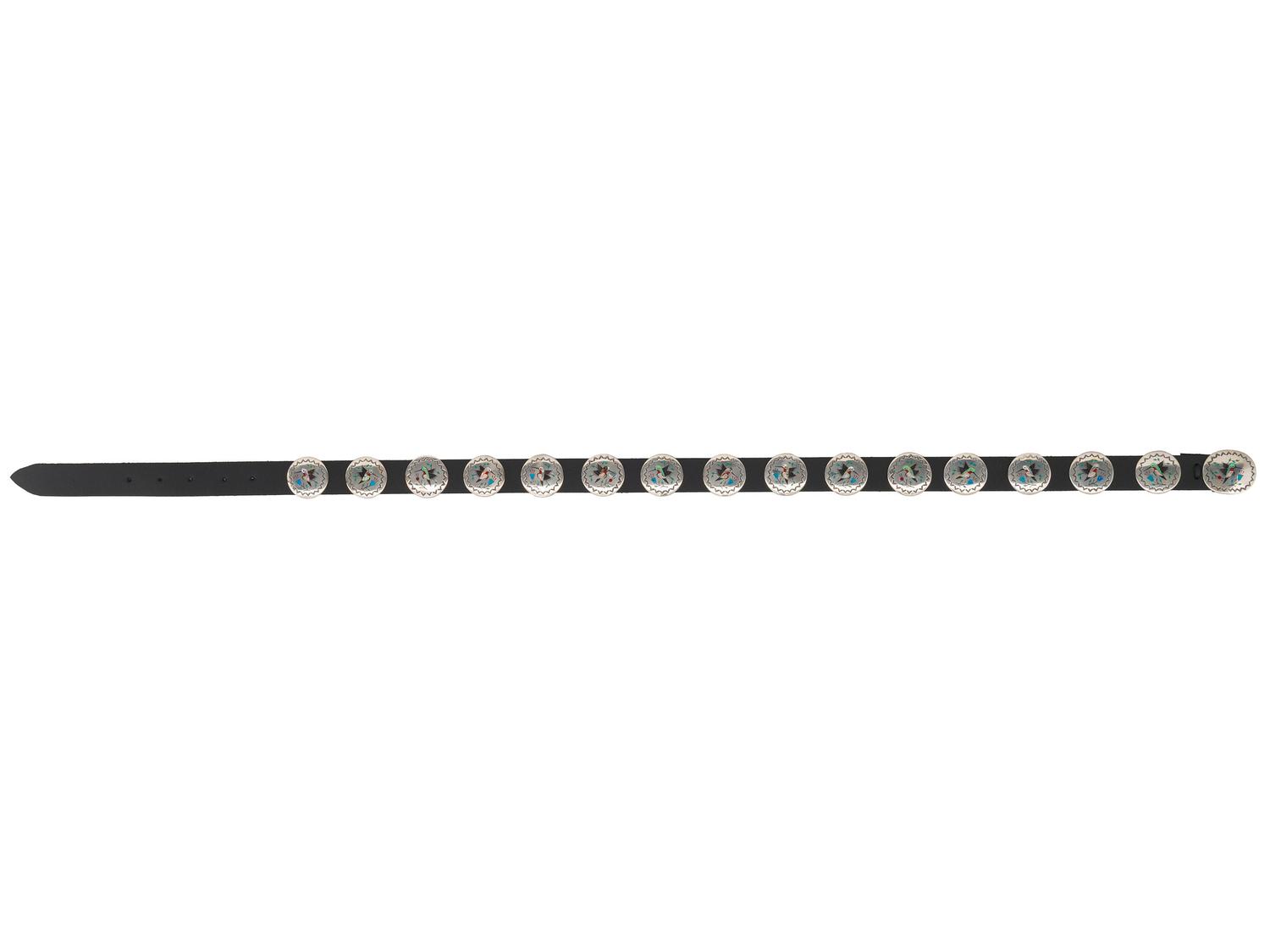 Sterling Silver and Mosaic Inlay Hummingbird Concha Belt