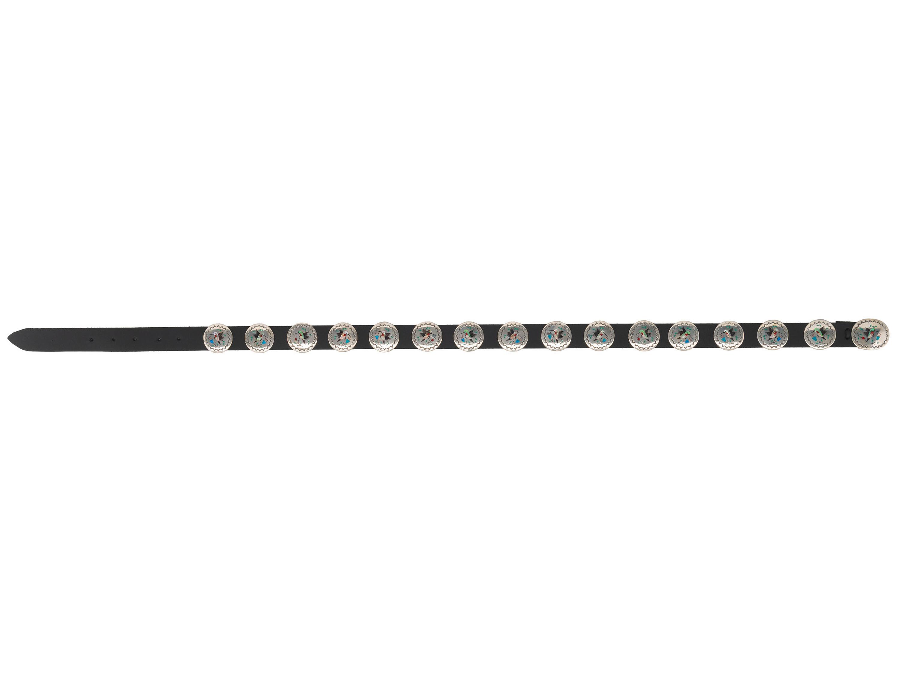 Sterling Silver and Mosaic Inlay Hummingbird Concha Belt