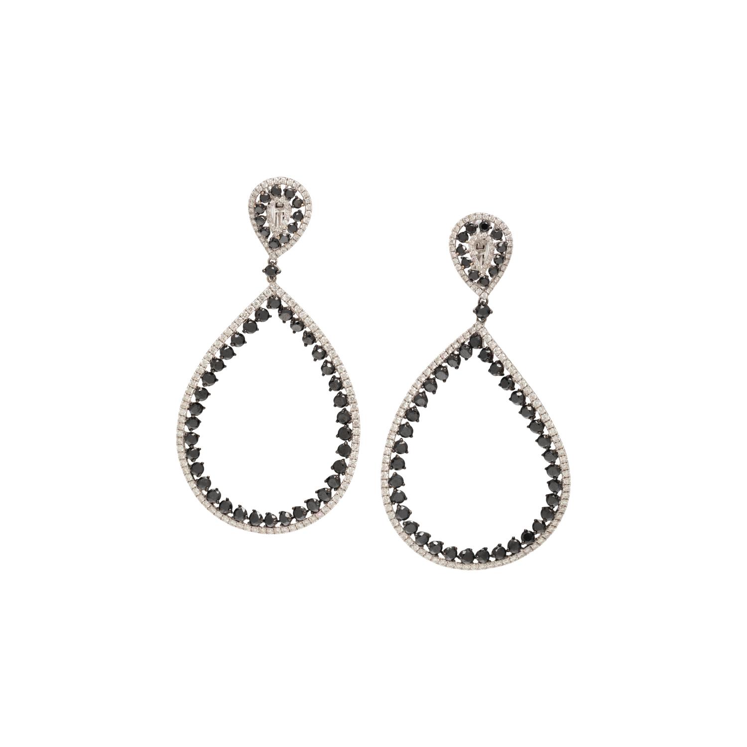 BLACK DIAMOND AND DIAMOND EARRINGS