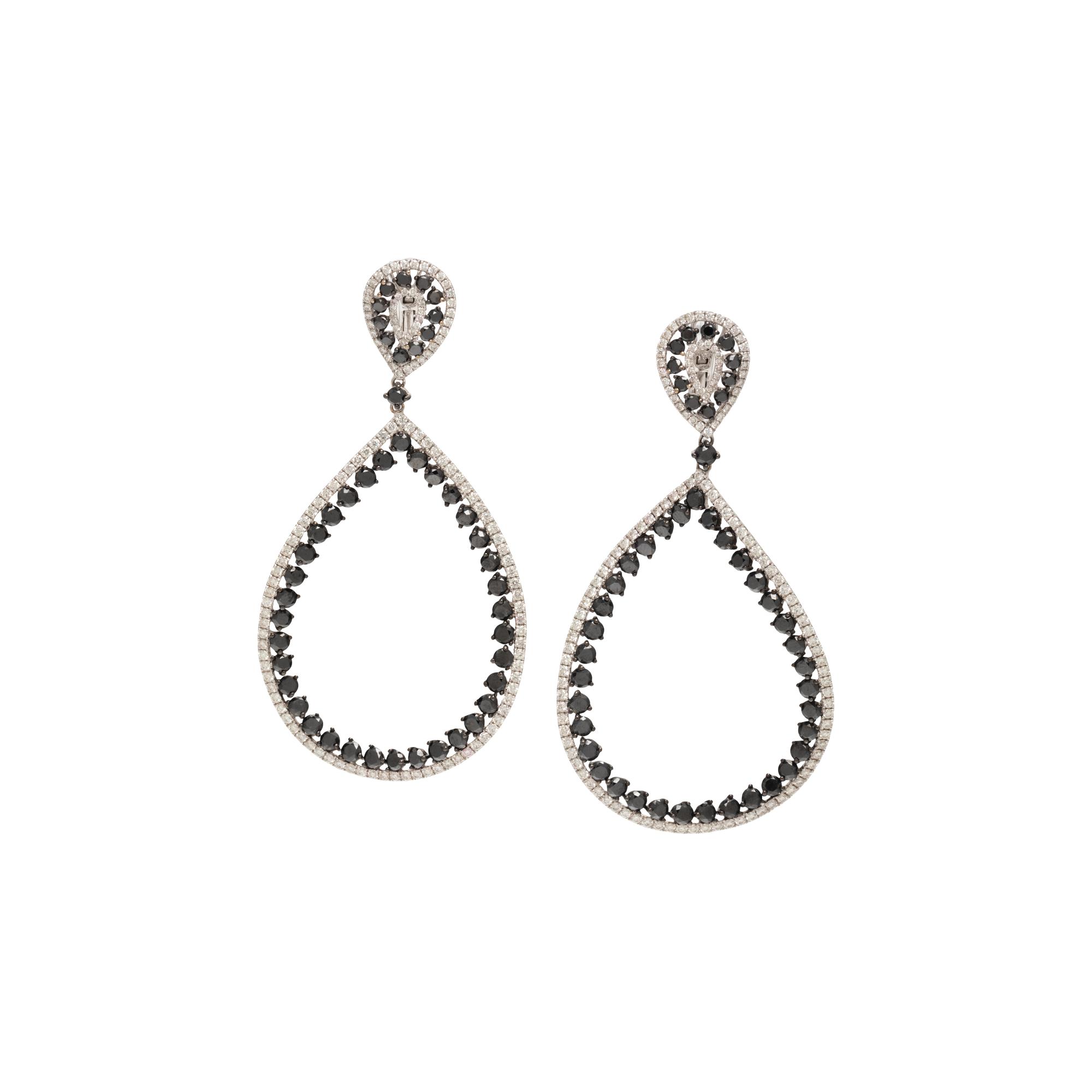 BLACK DIAMOND AND DIAMOND EARRINGS