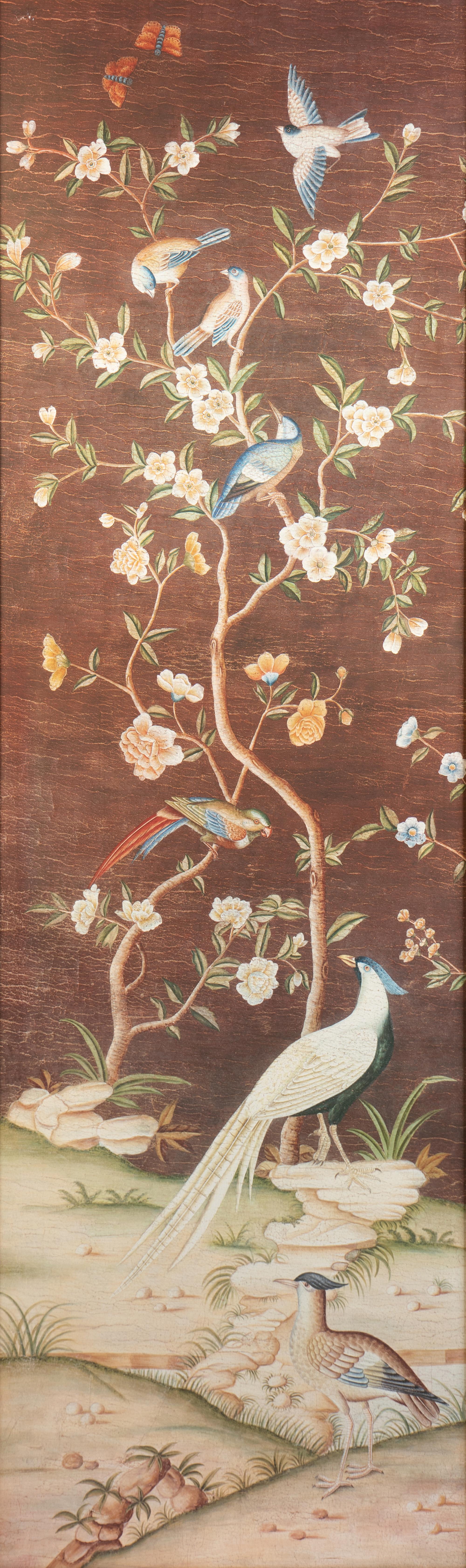 A Pair of Framed Reproduction French Wallpaper Panel Prints — 20TH CENTURY