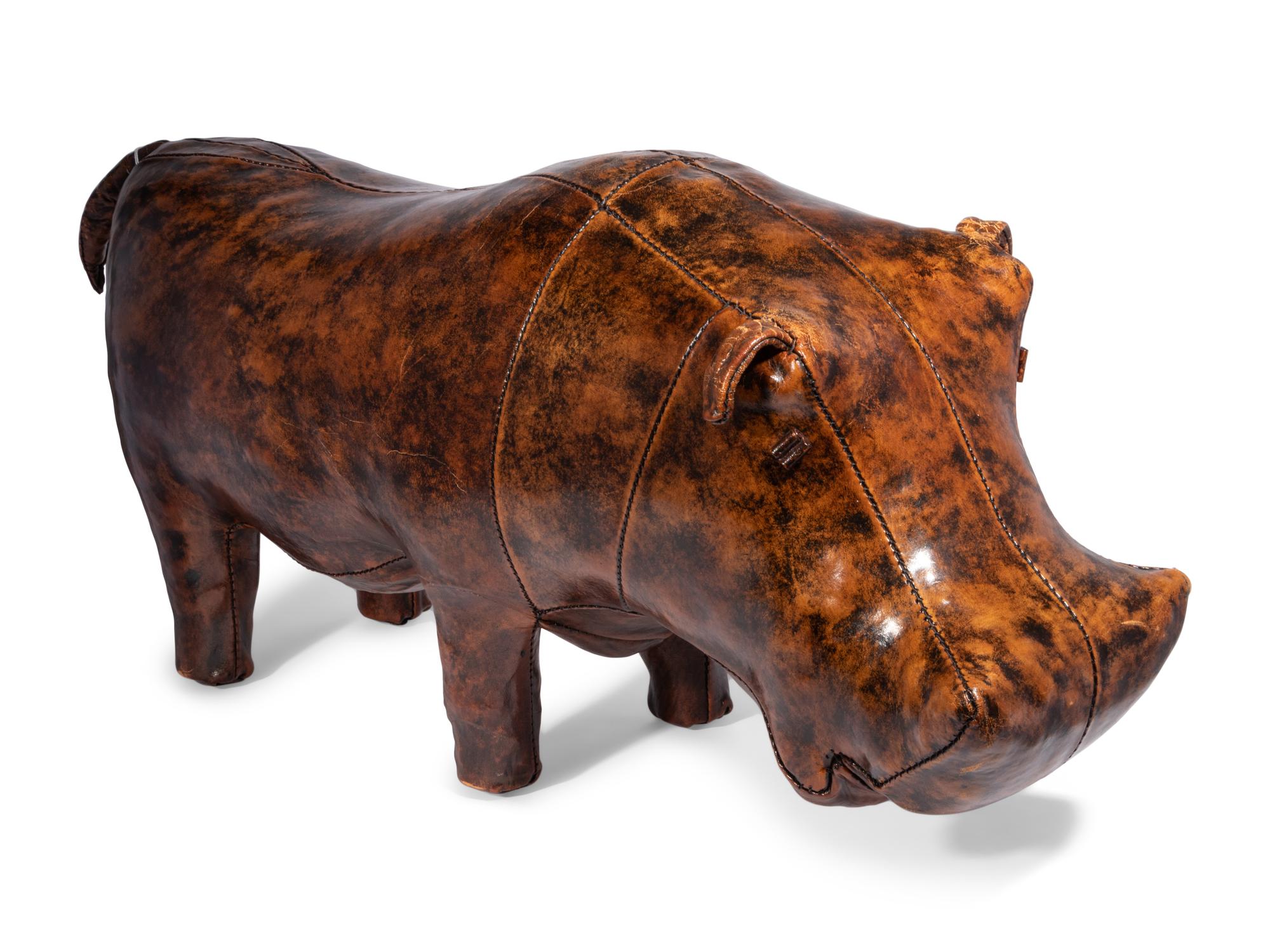An Omersa Leather Hippopotamus Footstool