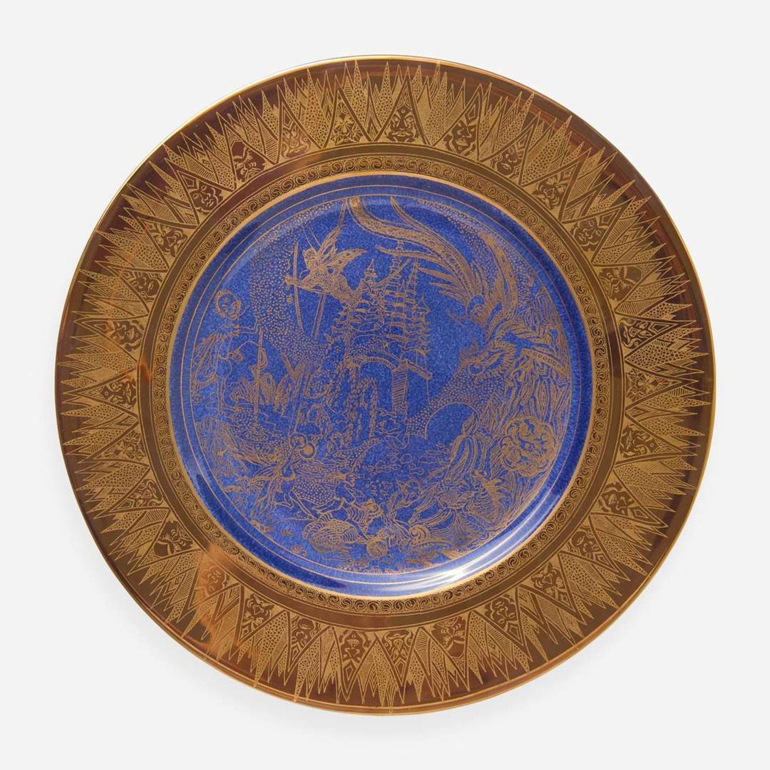 A Wedgwood Powder Blue Ground Plate UK, 1920s