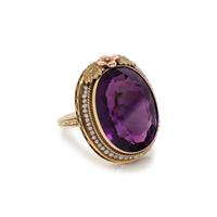 AMETHYST AND BICOLOR GOLD RING