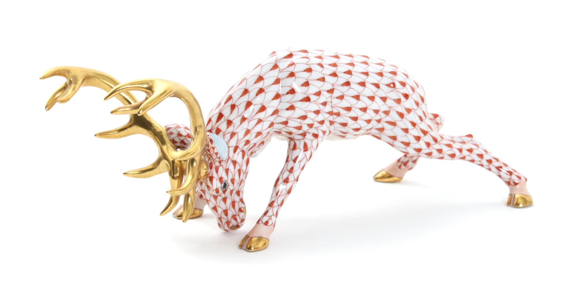 A Herend Porcelain Buck Length 9 inches