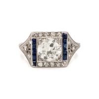 Diamond and Synthetic Sapphire Ring