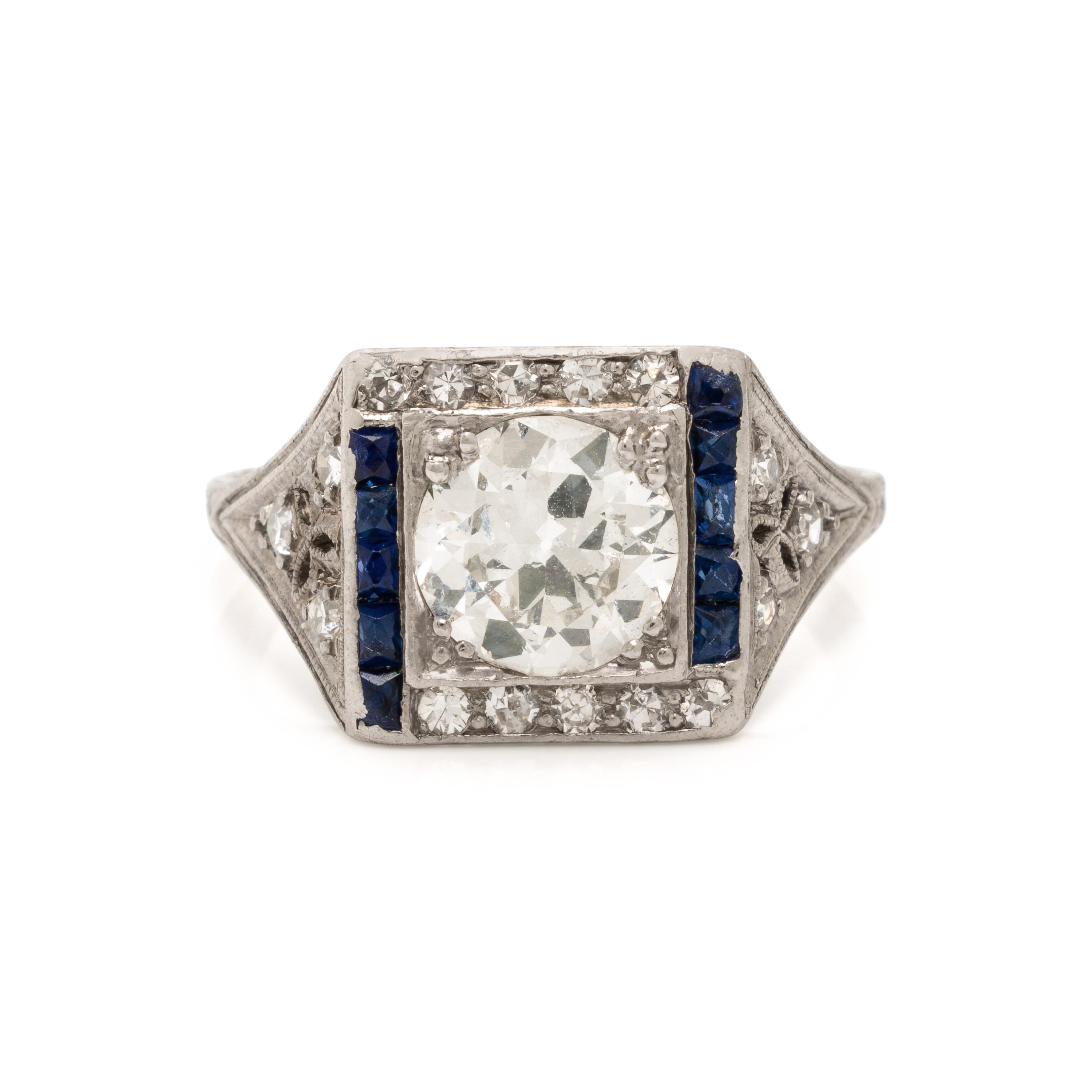 Diamond and Synthetic Sapphire Ring