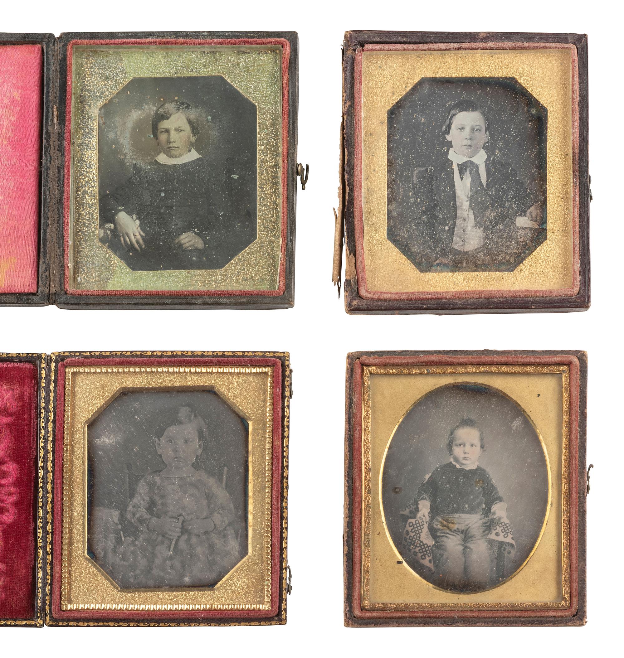 [EARLY PHOTOGRAPHY] 31 daguerreotypes of children of varying ages, incl. portraits ANSON and GURNEY.