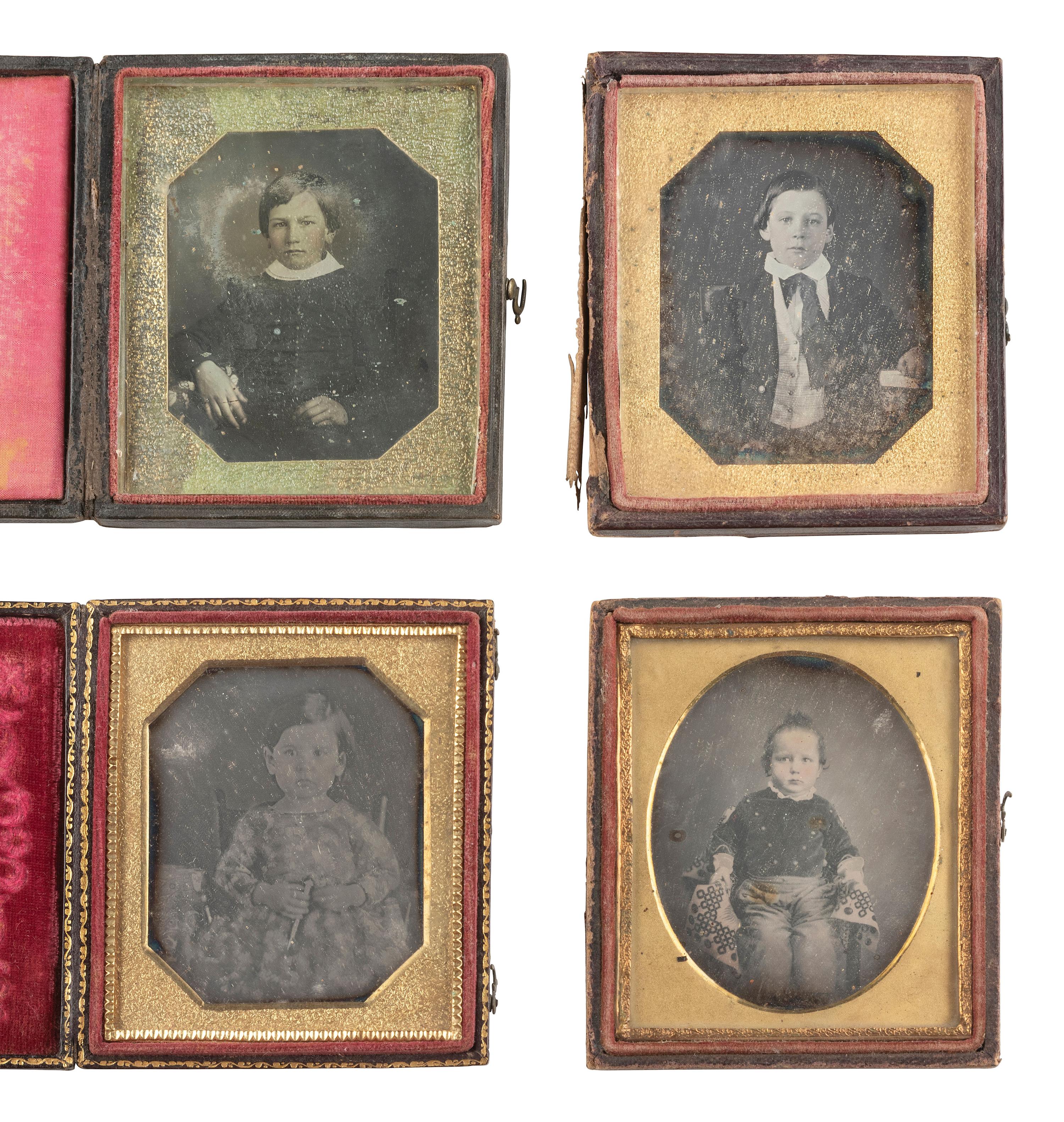 [EARLY PHOTOGRAPHY] 31 daguerreotypes of children of varying ages, incl. portraits ANSON and GURNEY.
