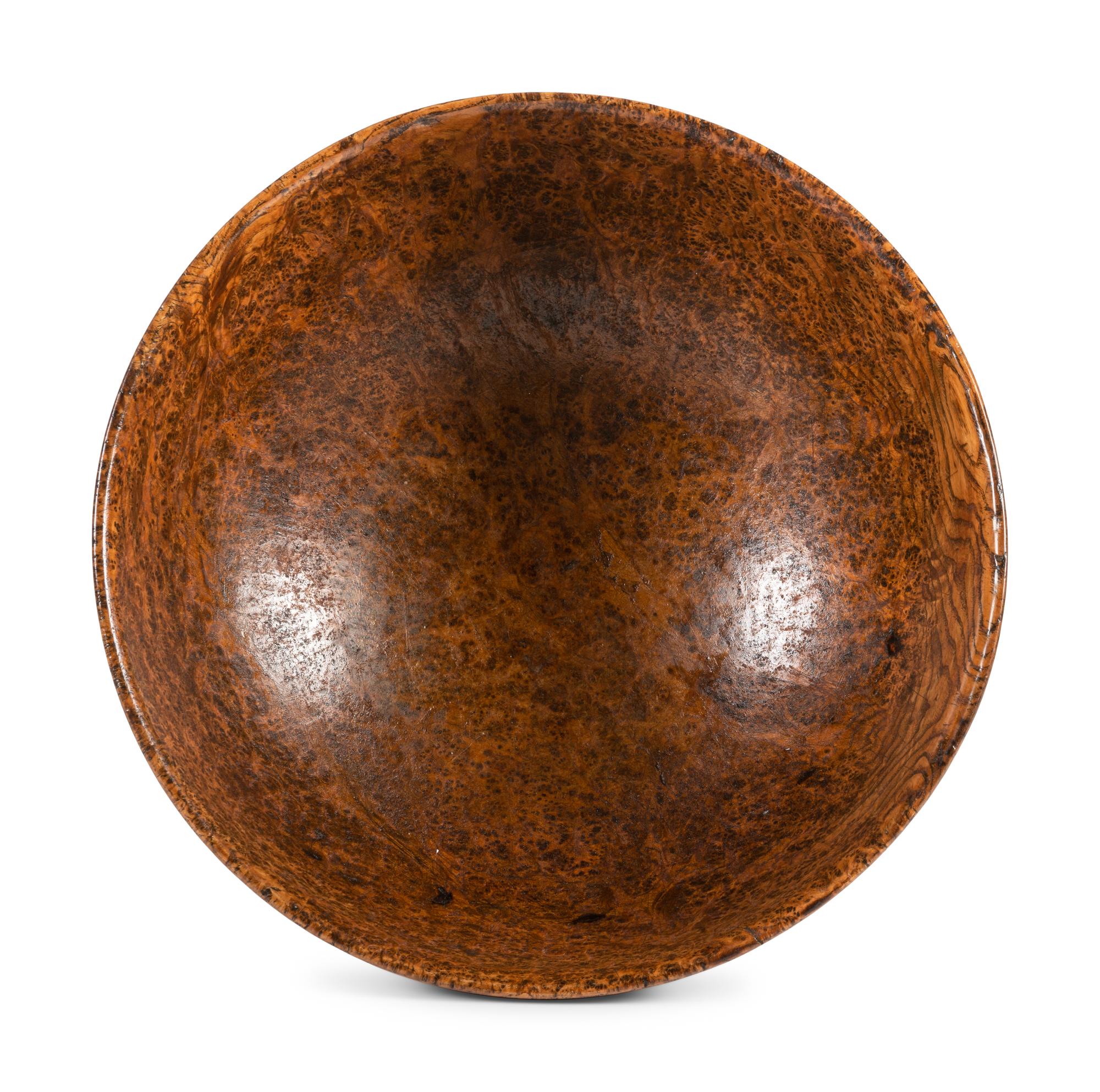 A Burlwood Turned and Incised Breadbowl