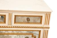 A Louis XVI-Style Painted and Mirrored Marble-Top Dresser
