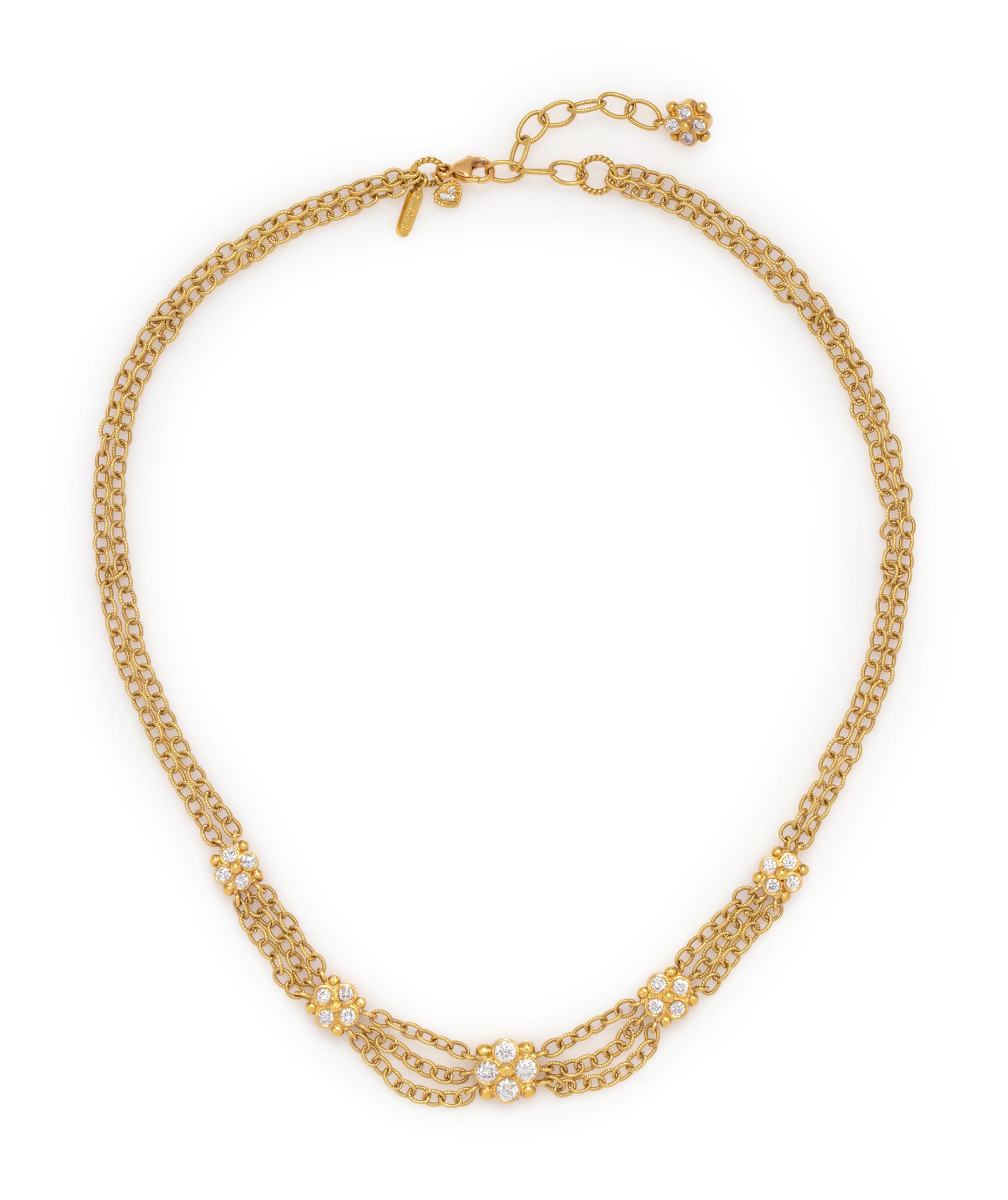STAMBOLIAN, YELLOW GOLD AND DIAMOND NECKLACE