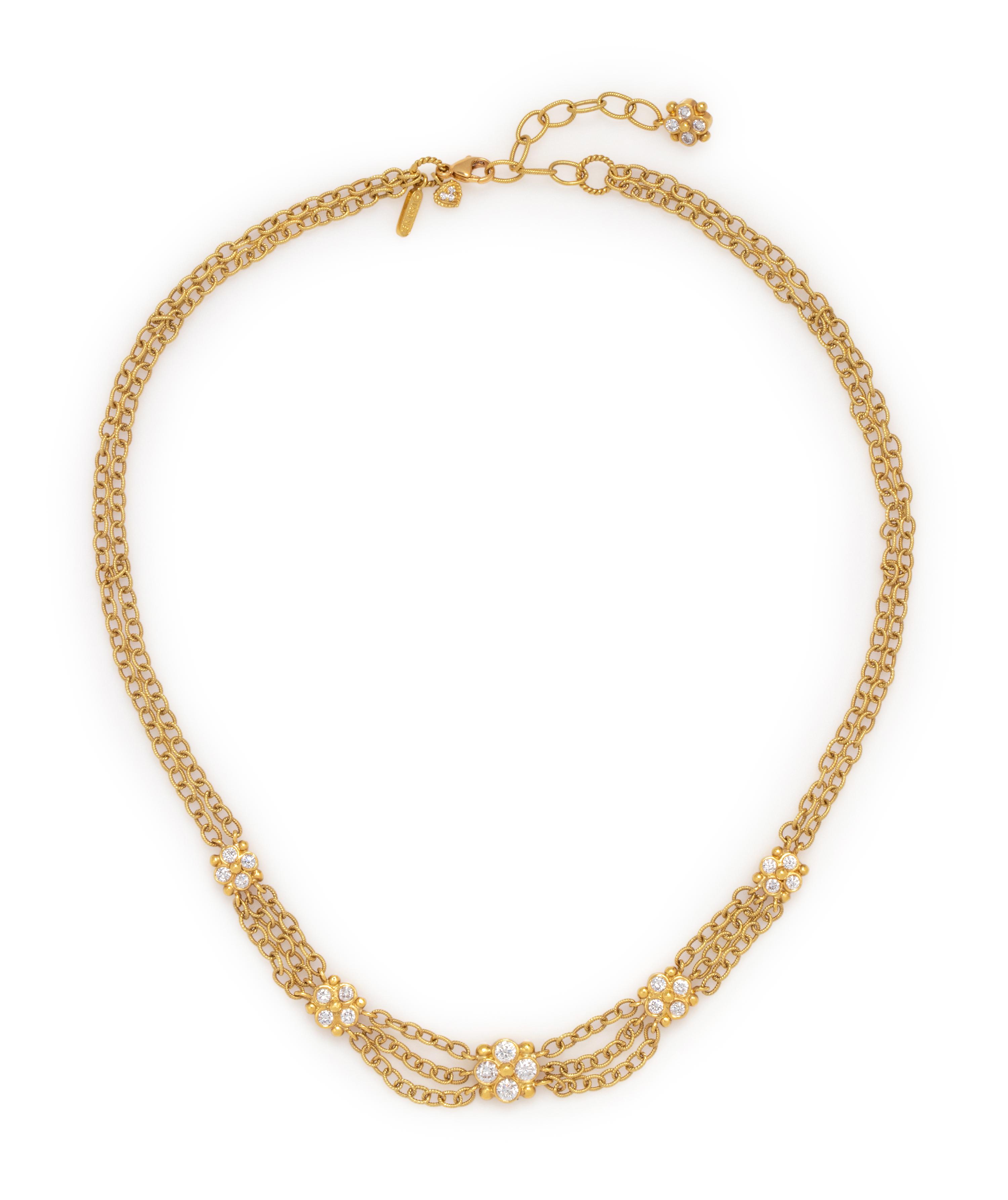 STAMBOLIAN, YELLOW GOLD AND DIAMOND NECKLACE