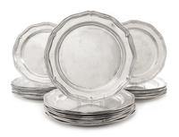 A Set of Twenty-Five Pewter Chargers Diameter 13 1/4 inches. — PIERRE DEUX