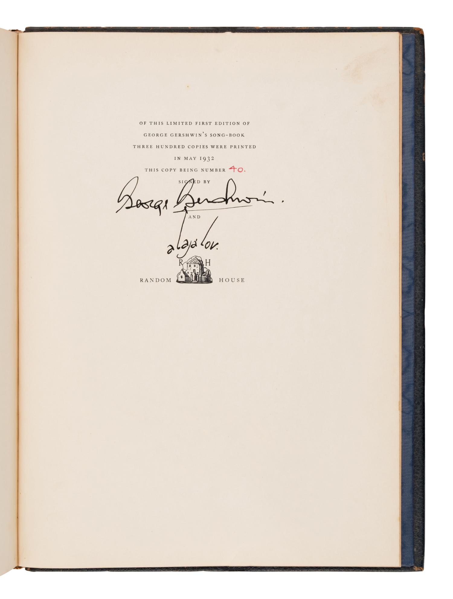 Gershwin, George (1898-1937). George Gershwin’s Song-Book . New York: Random House, 1932.