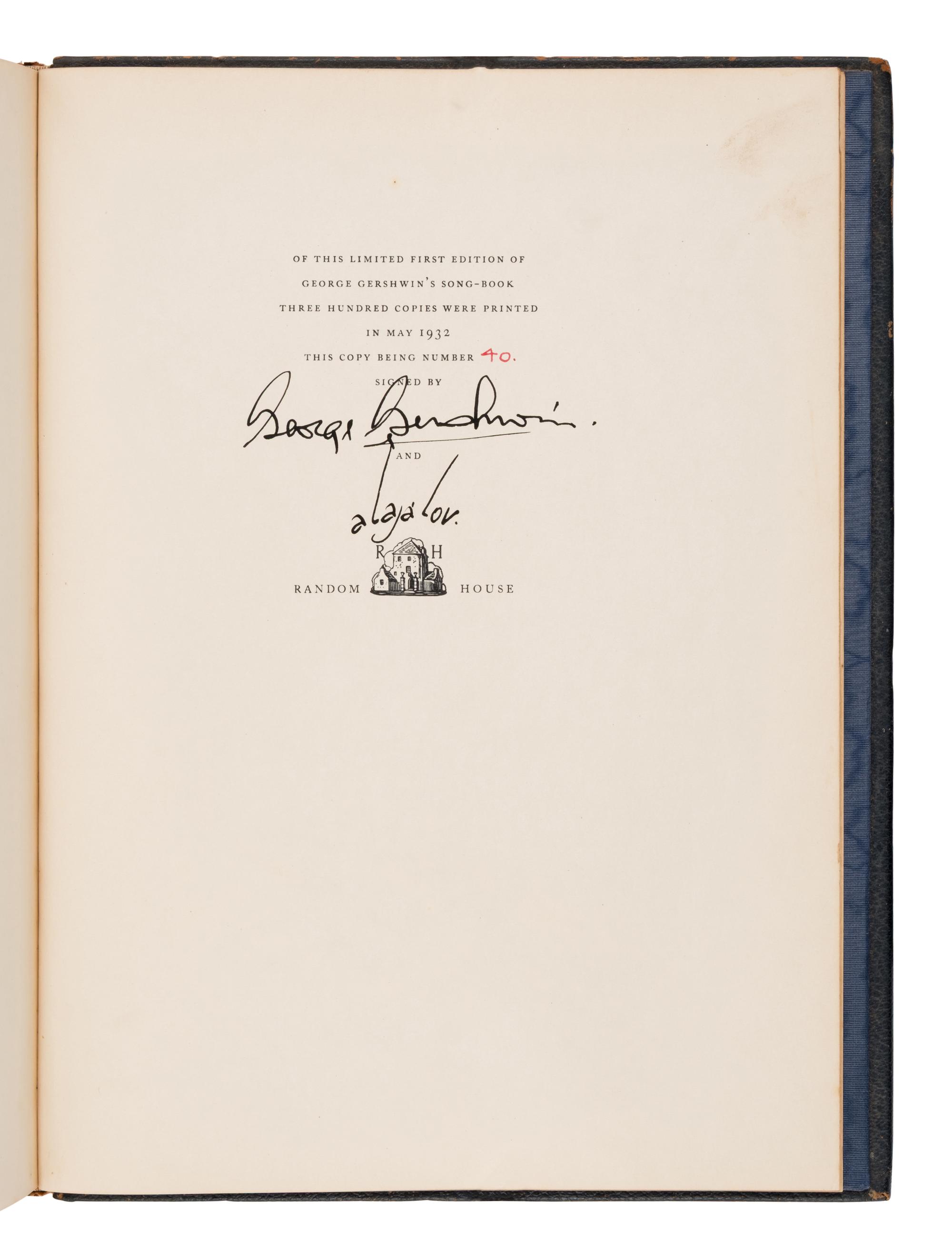 Gershwin, George (1898-1937). George Gershwin’s Song-Book . New York: Random House, 1932.