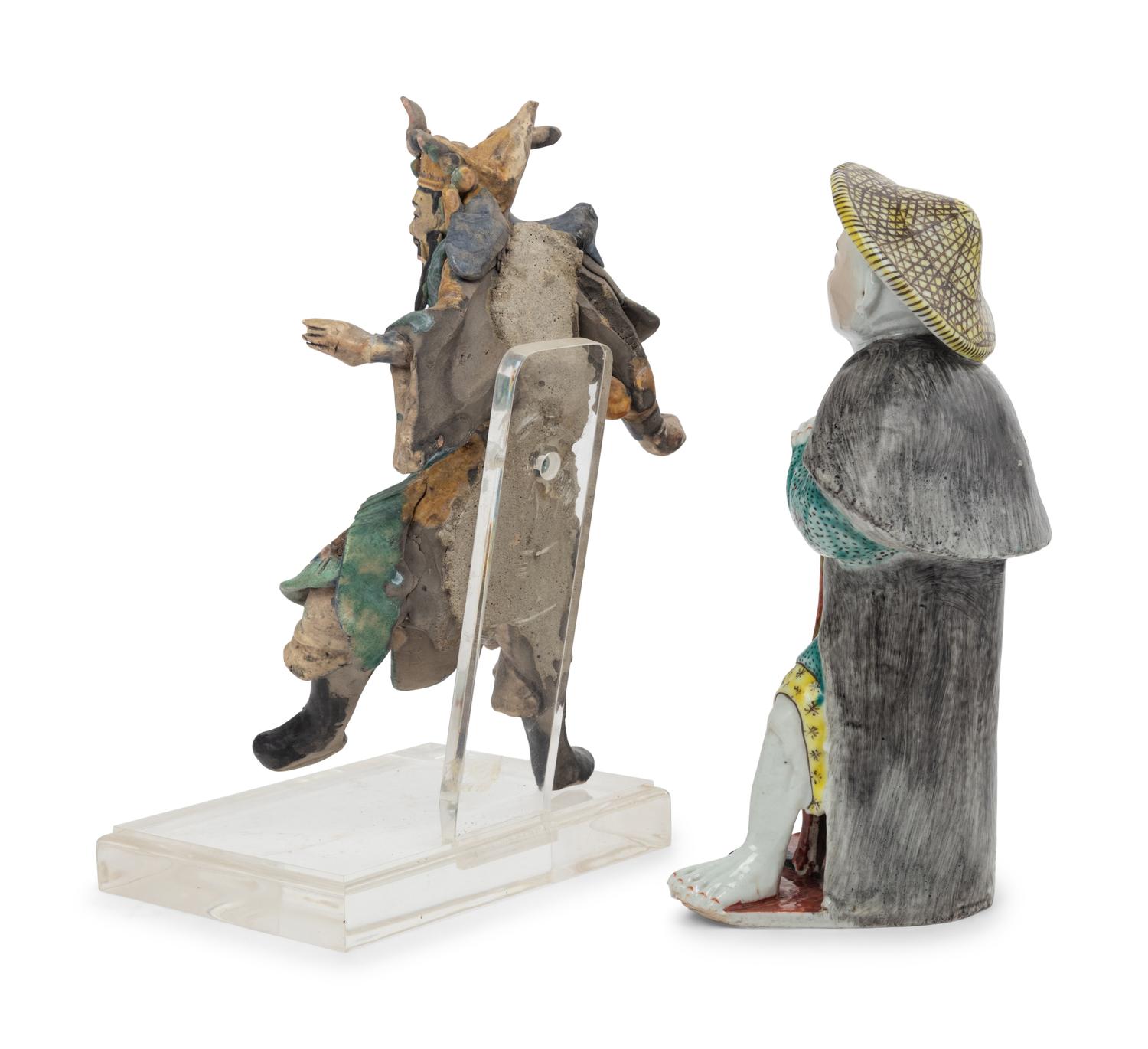 Two Chinese Glazed Porcelain Figures