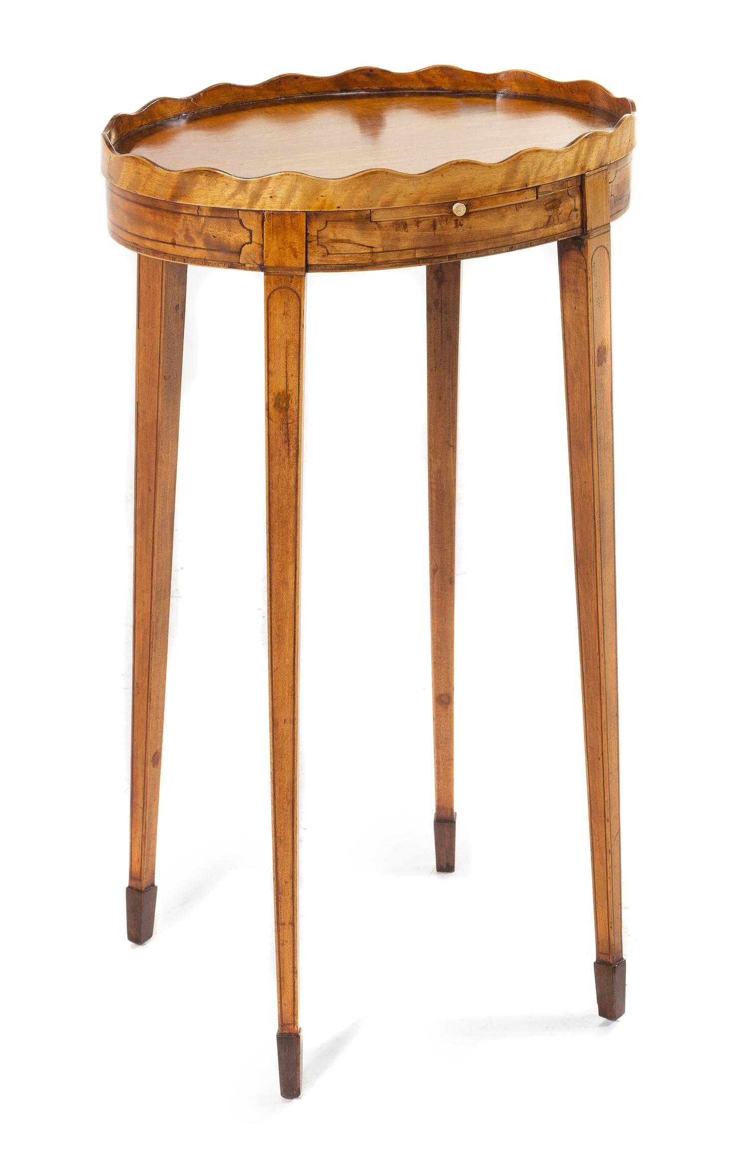 A George III Satinwood Kettle Stand Height 25 1/2 x width 15 1/2 x depth 11 1/2 inches. — LATE 18TH CENTURY