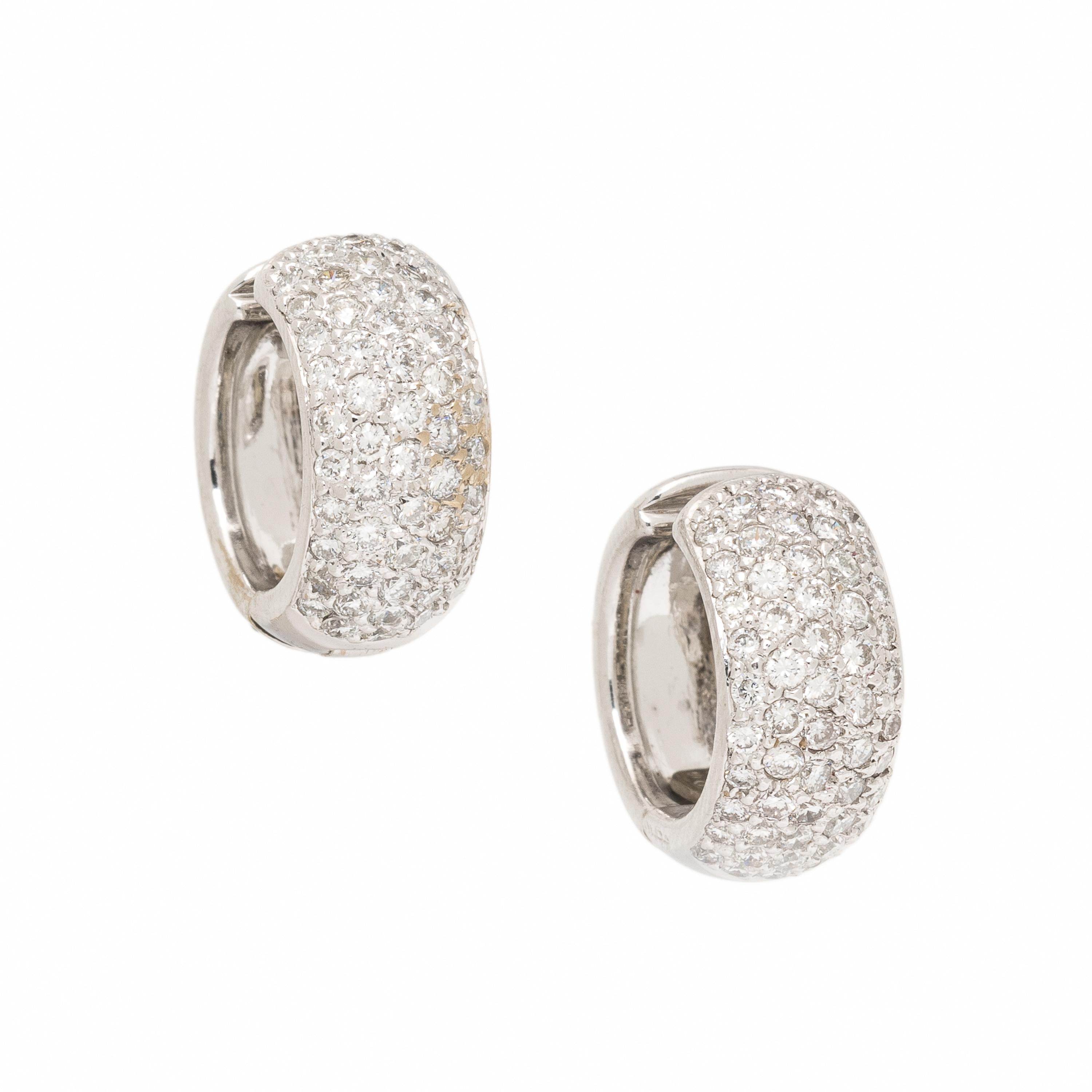 Craig Drake, Diamond and White Gold Huggie Hoop Earrings