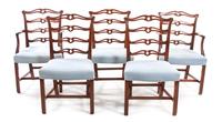 A Set of Eight Chippendale Style Mahogany Dining Chairs, Height 37 5/8 inches.