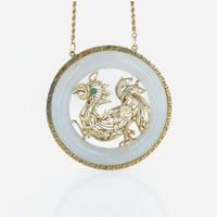 A 14K yellow gold and jade necklace Year of the Rooster