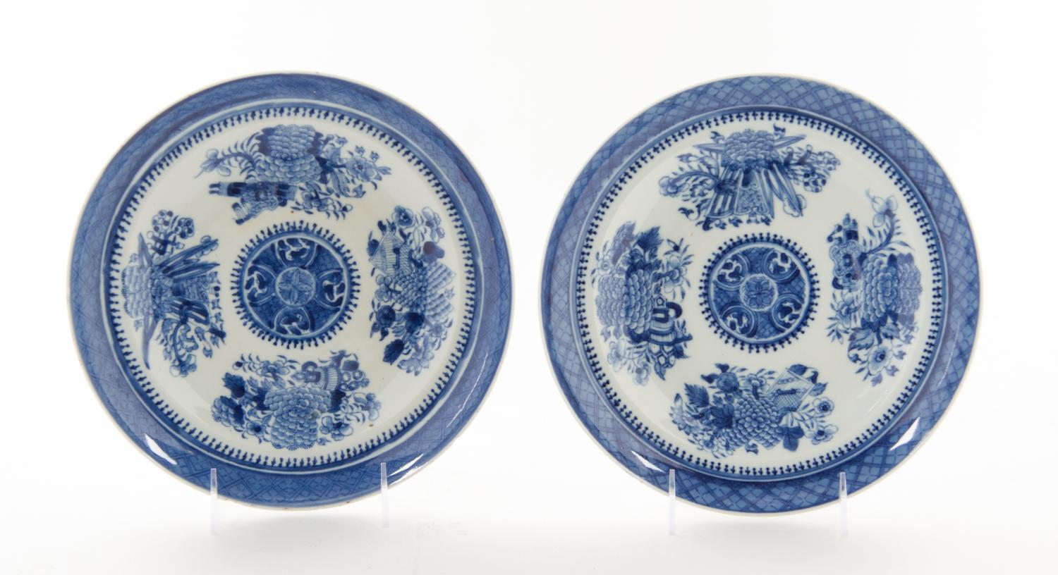 A Pair of Chinese Export Porcelain Plates Diameter 9 5/8 inches.