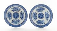A Pair of Chinese Export Porcelain Plates Diameter 9 5/8 inches.