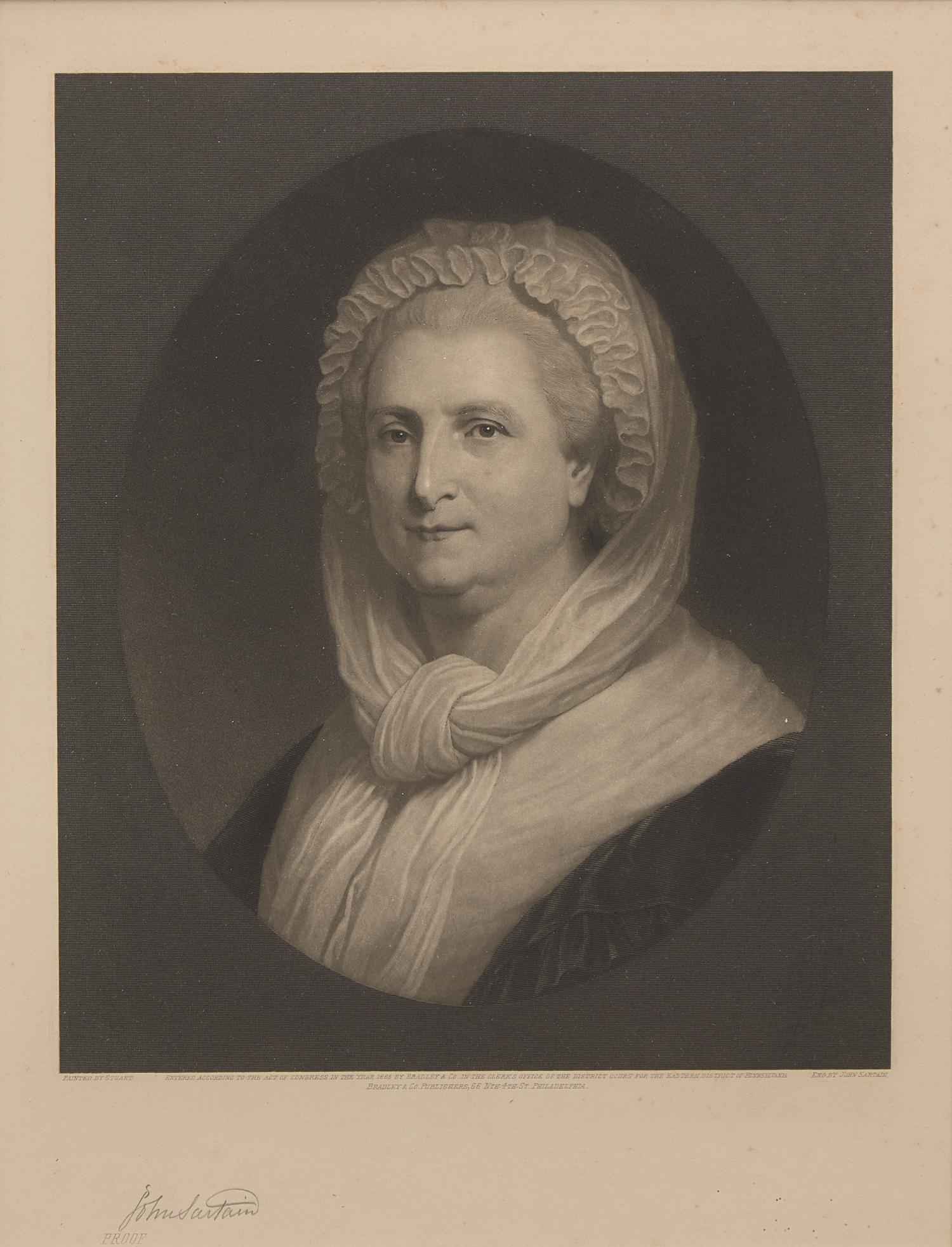 [Presidential] Sartain, John. Dual Signed Engraved Proof Portraits of George and Martha Washington