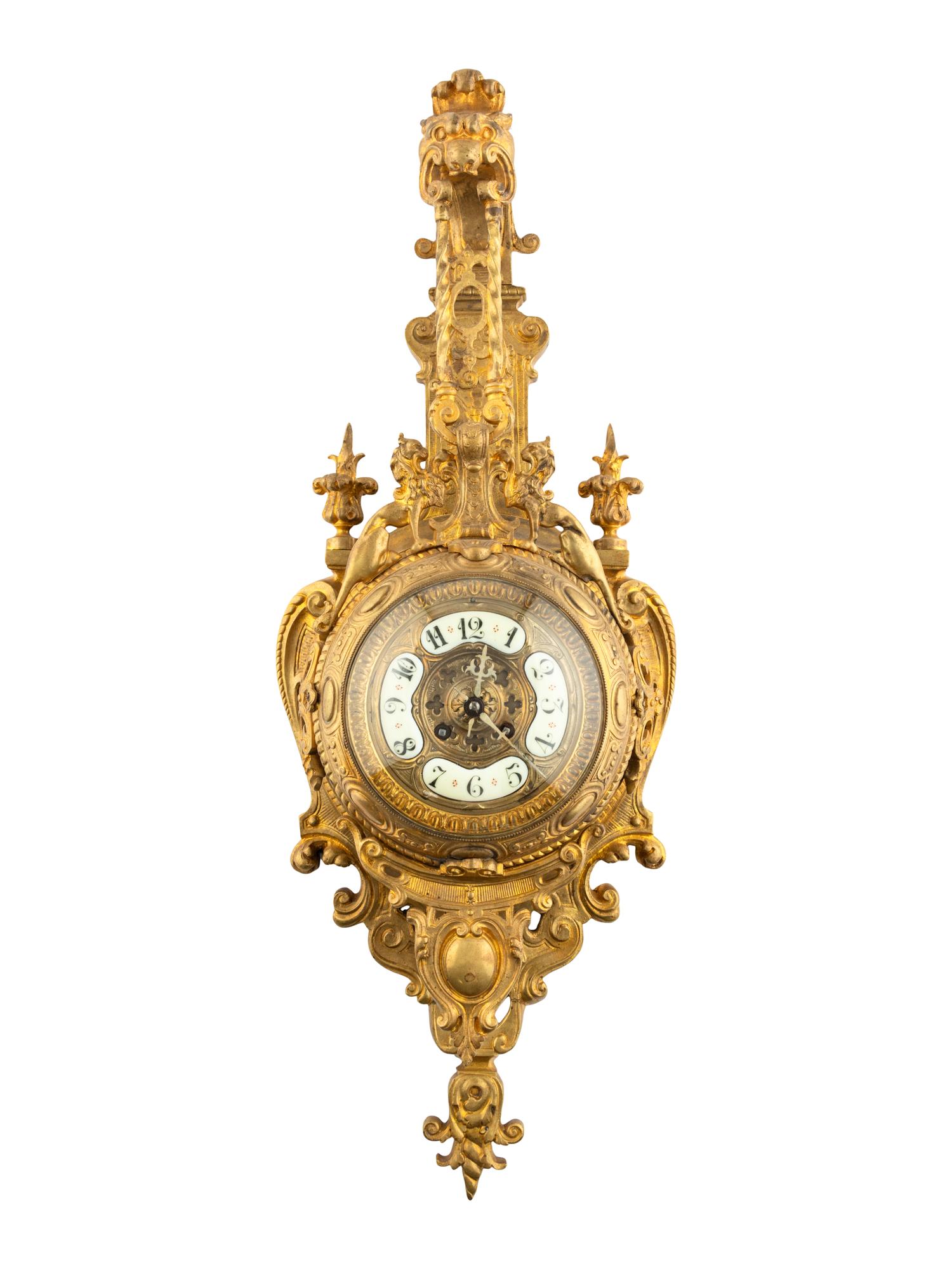 A Louis XV Style Gilt Bronze Cartel Clock