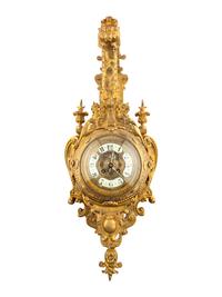 A Louis XV Style Gilt Bronze Cartel Clock