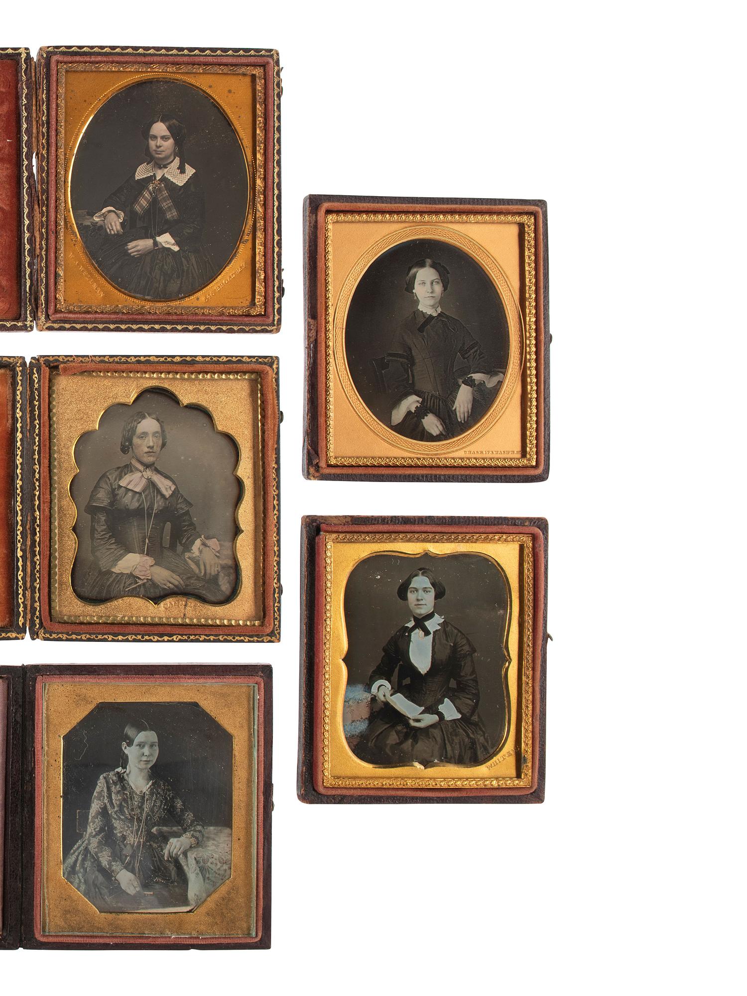 [EARLY PHOTOGRAPHY]. A group of 15 sixth plate daguerreotypes by New York and Boston daguerreotypists, incl. ANSON, CHASE, and PLUMBE.