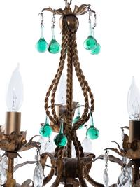 A Continental Gilt Metal Five-Light Chandelier