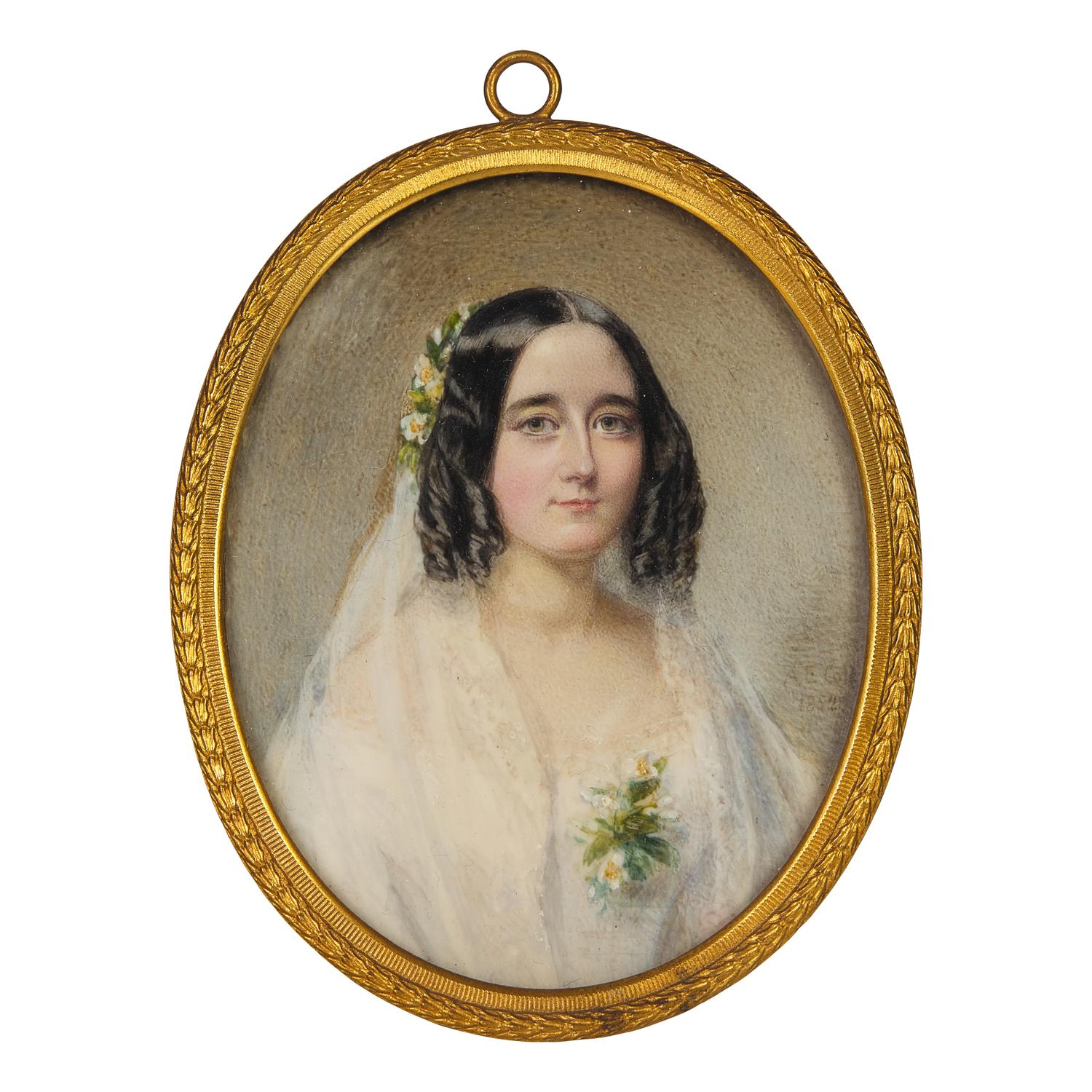 English School 19th Century, A Portrait Miniature of a Woman