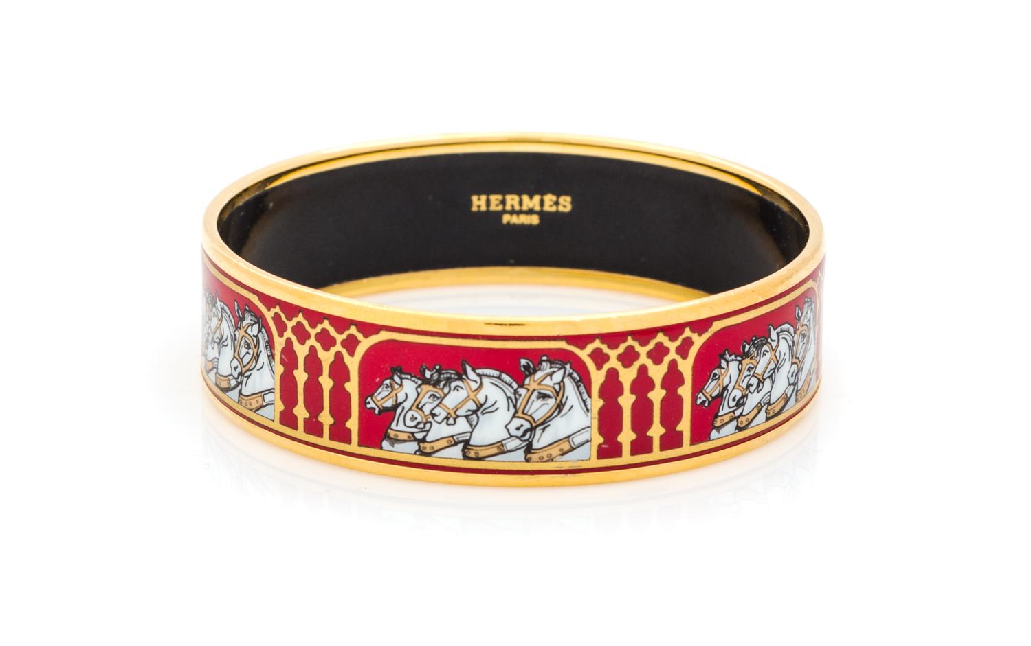 An Hermes Wide Enamel Bangle, Circumference 9", width .75".