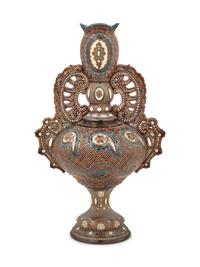 A Continental Polychrome Glazed Stoneware Vase